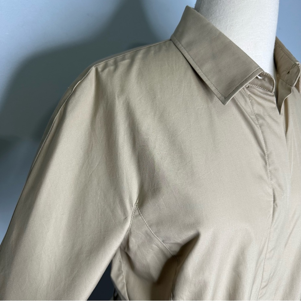 Max Mara Women’s Cuneo Beige 3/4 Sleeve Cotton Peplum Waist Belted Top Size 10 - Picture 6 of 16